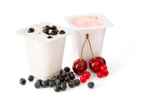 Low fat yoghurts with berries