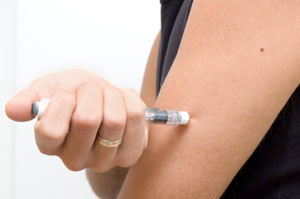 Insulin injection in arm