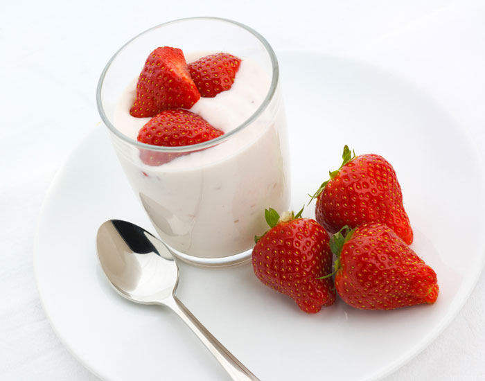 Strawberries and greek yogurt