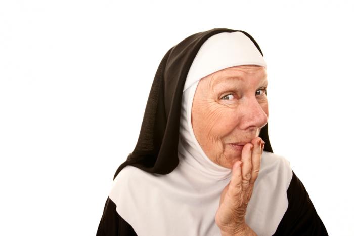 A giggling nun.