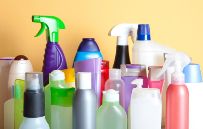 A collection of different cleaning products.
